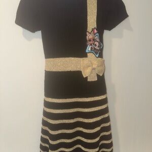LOL Surprise! Black & Gold Sparkle Knit Dress - Girl's Size 6 - Holiday/Fall